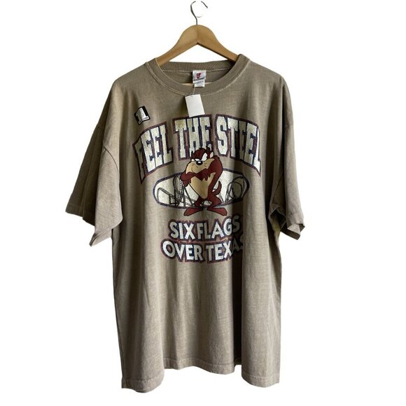 Vintage 1999 Deadstock Feel the Steel Taz Tazmanian Devil Looney Tunes Six Flags - Picture 2 of 10